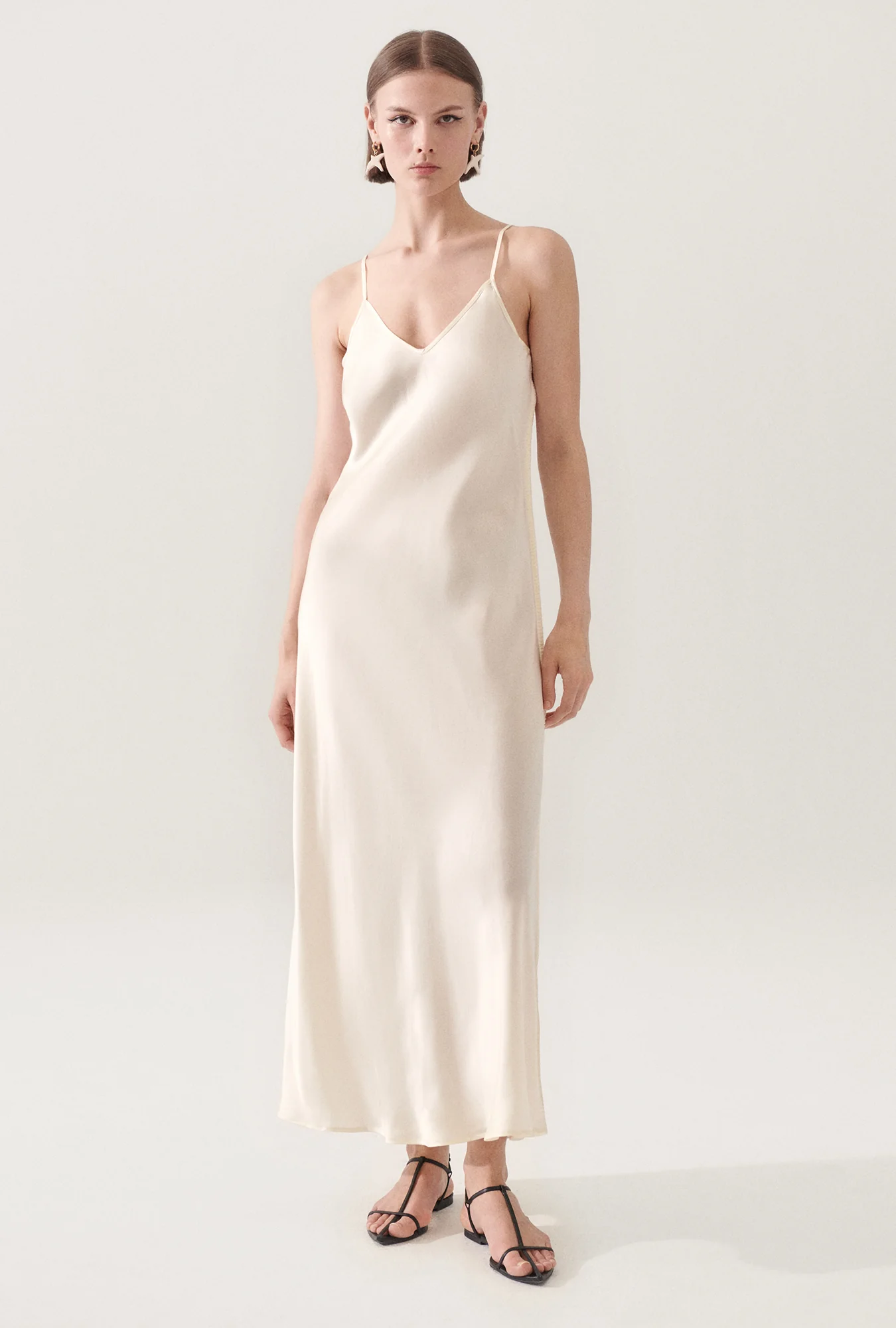 90S Slip Dress Blanket Stitch Off-White - Image 3