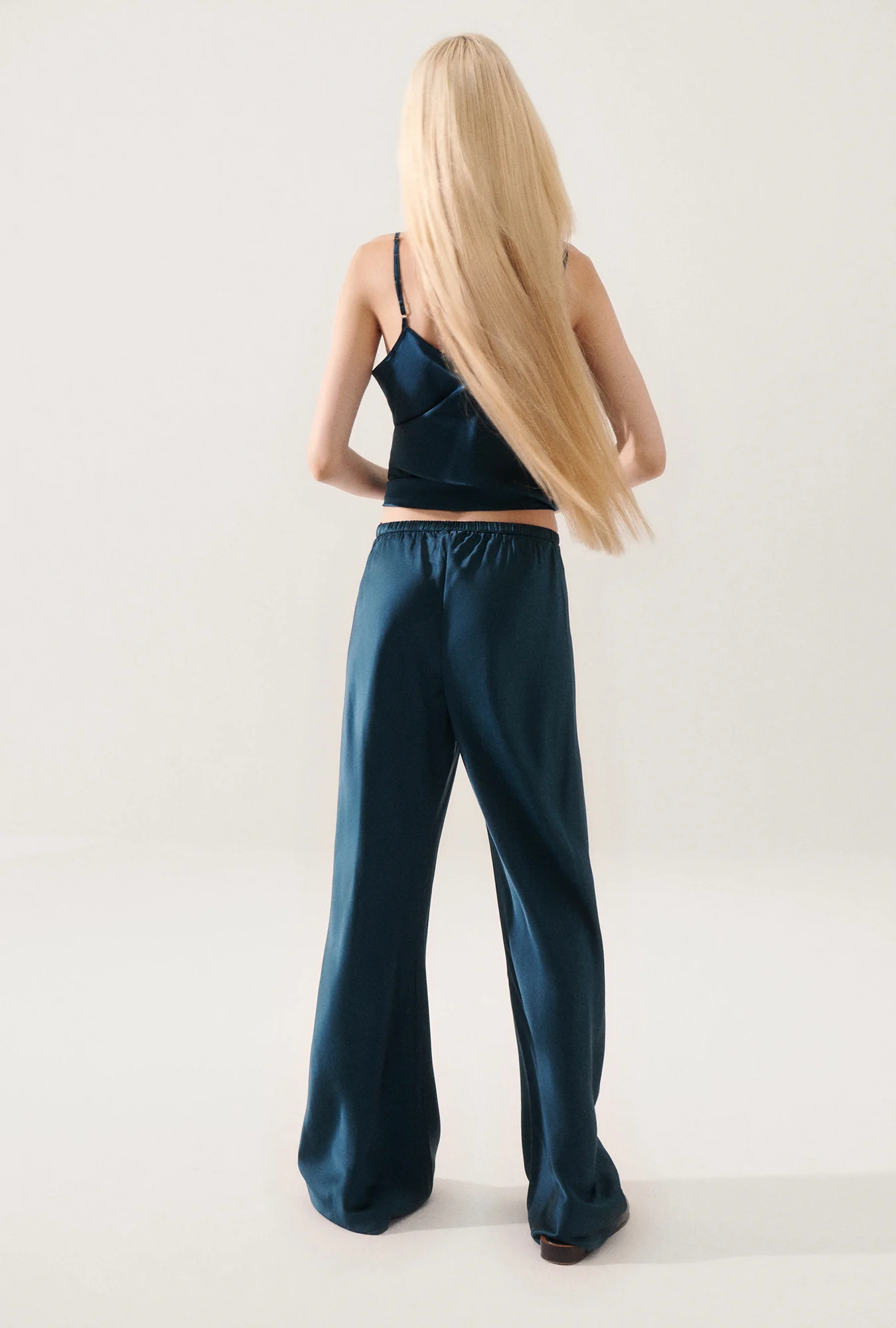 Bias Cut Pants Teal - Image 3