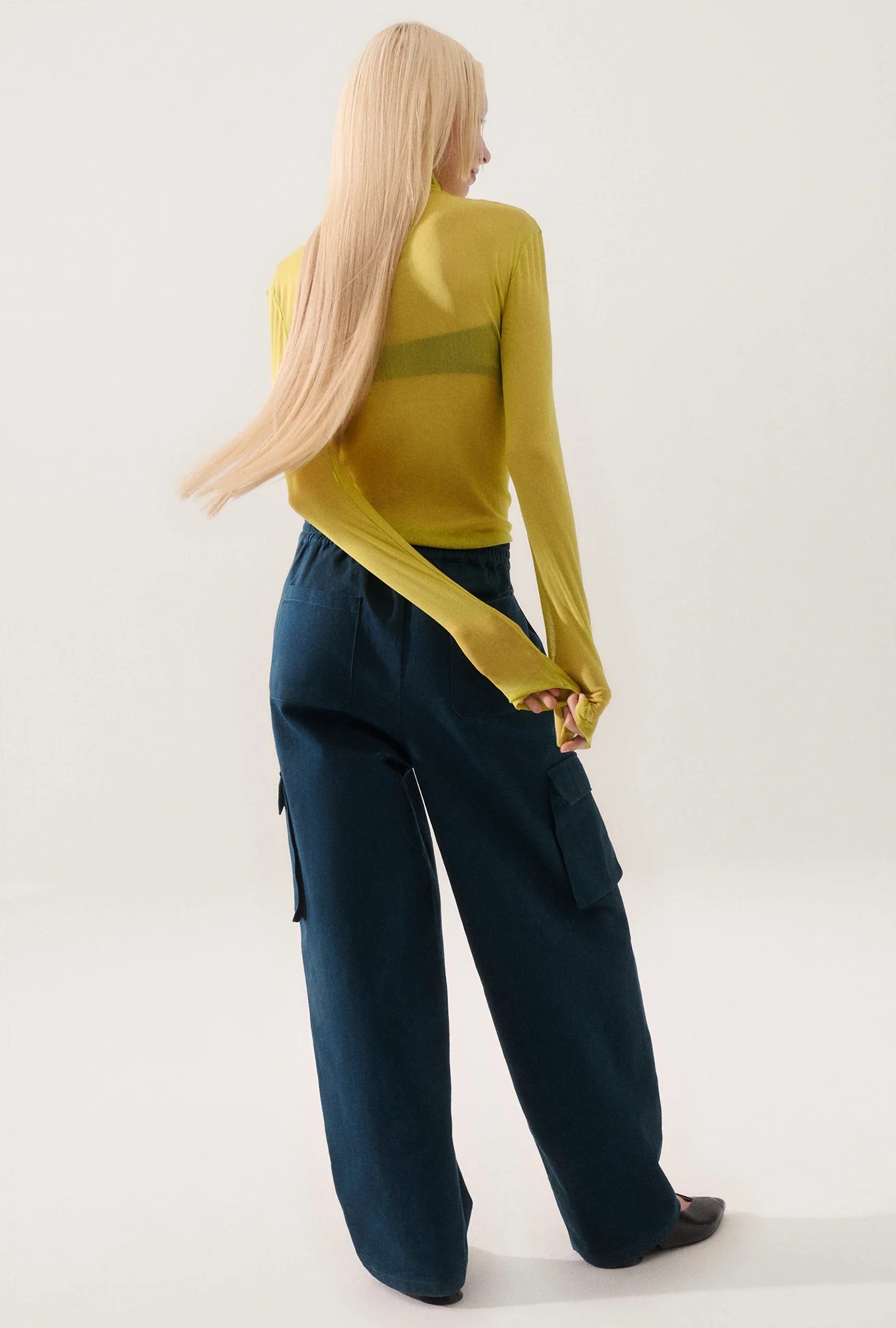 Canvas Cargo Pants Teal - Image 3