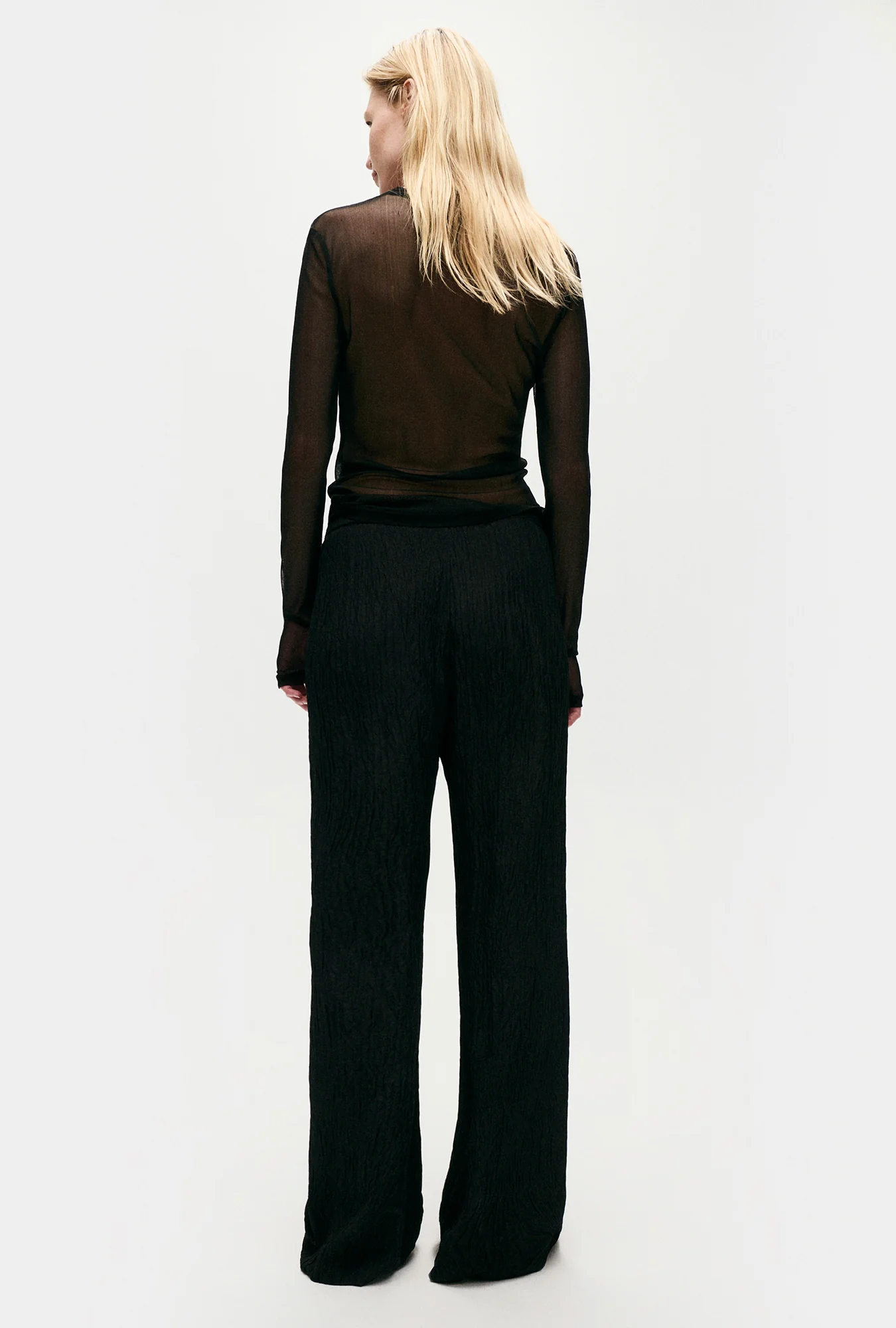 Crinkle Flare Pants Black - Image 3