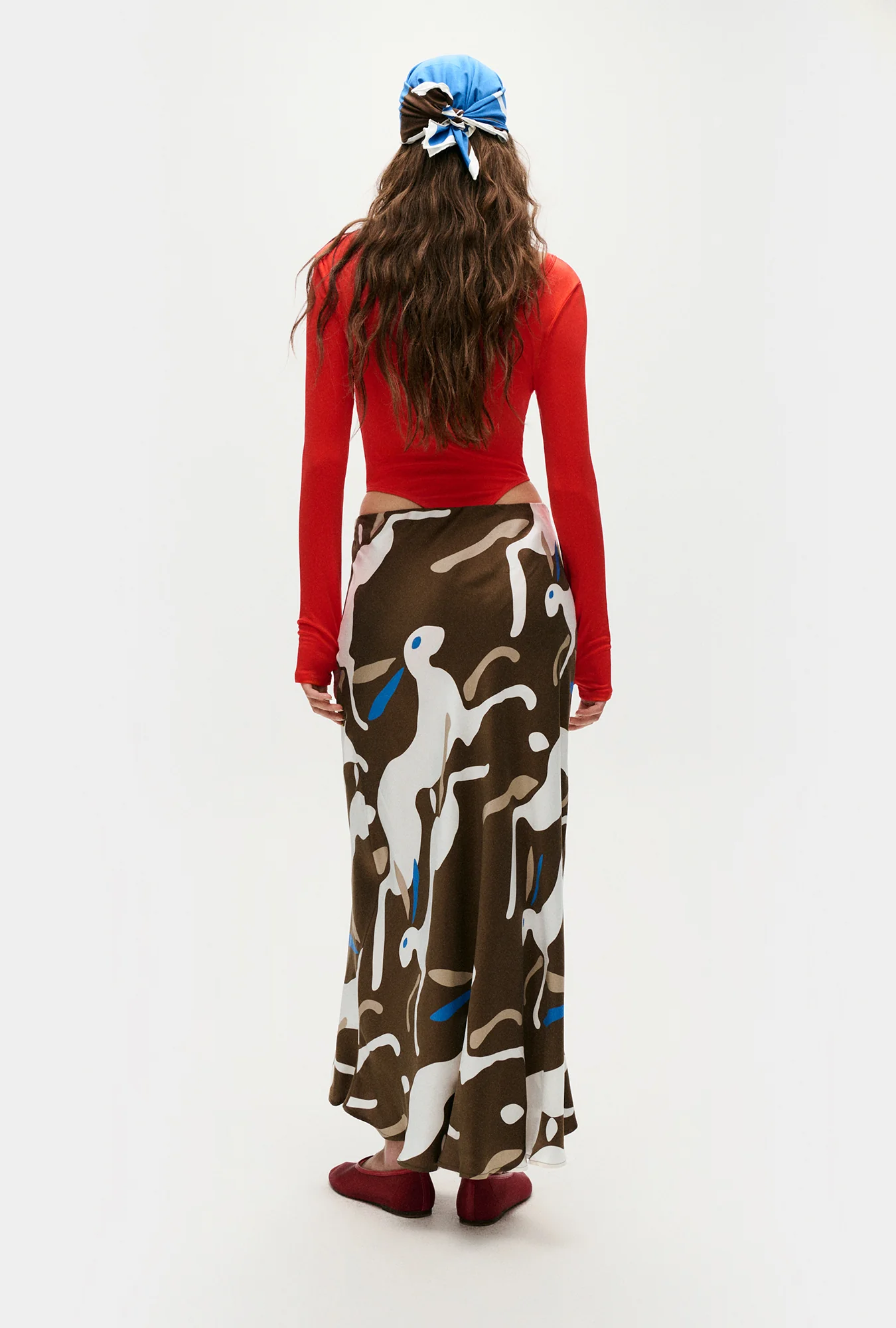 Long Bias Cut Skirt Rabbit Dark Earth - Image 4