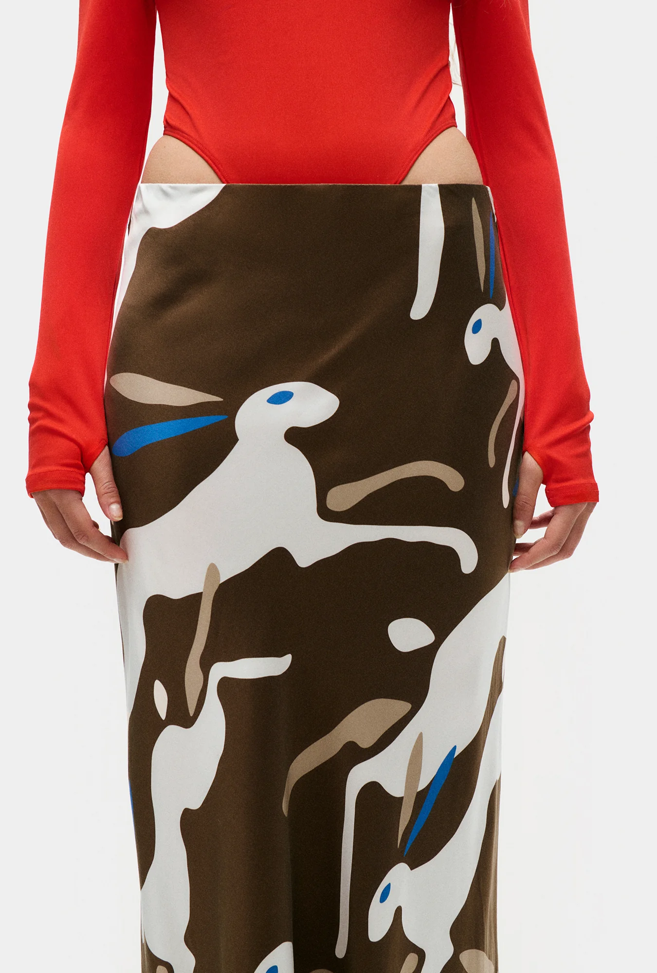 Long Bias Cut Skirt Rabbit Dark Earth - Image 5