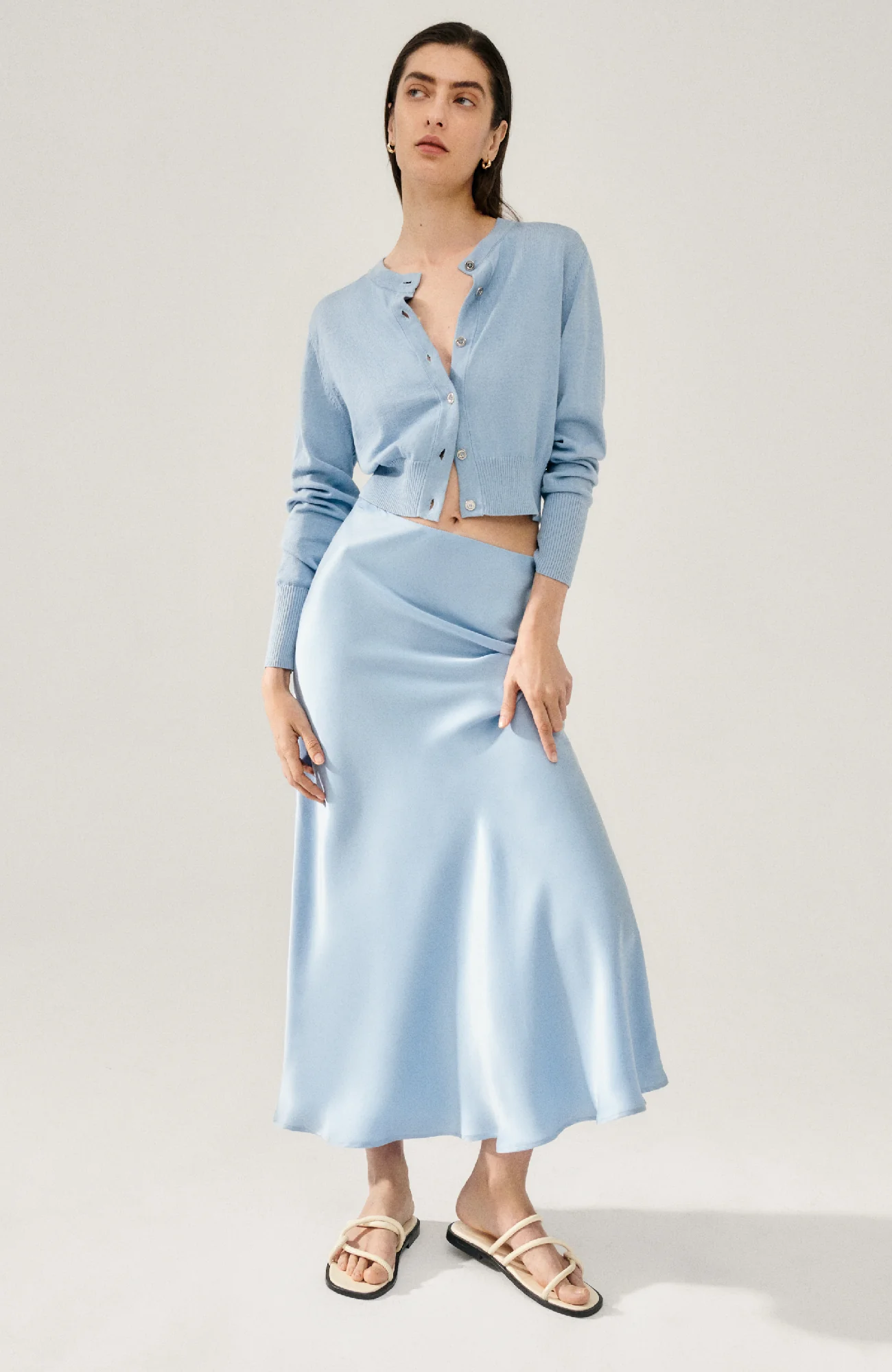 Long Bias Cut Skirt Sky - Image 5