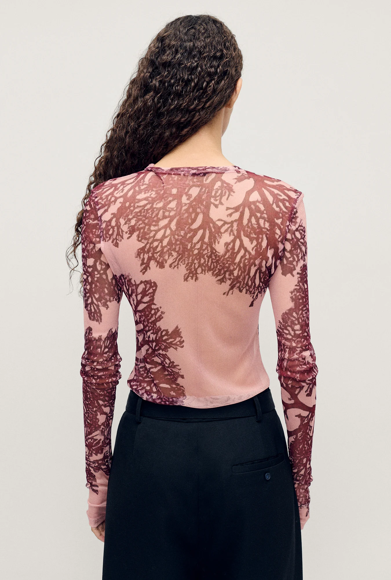 Mesh Long Sleeve Top Pressed Coral - Image 3