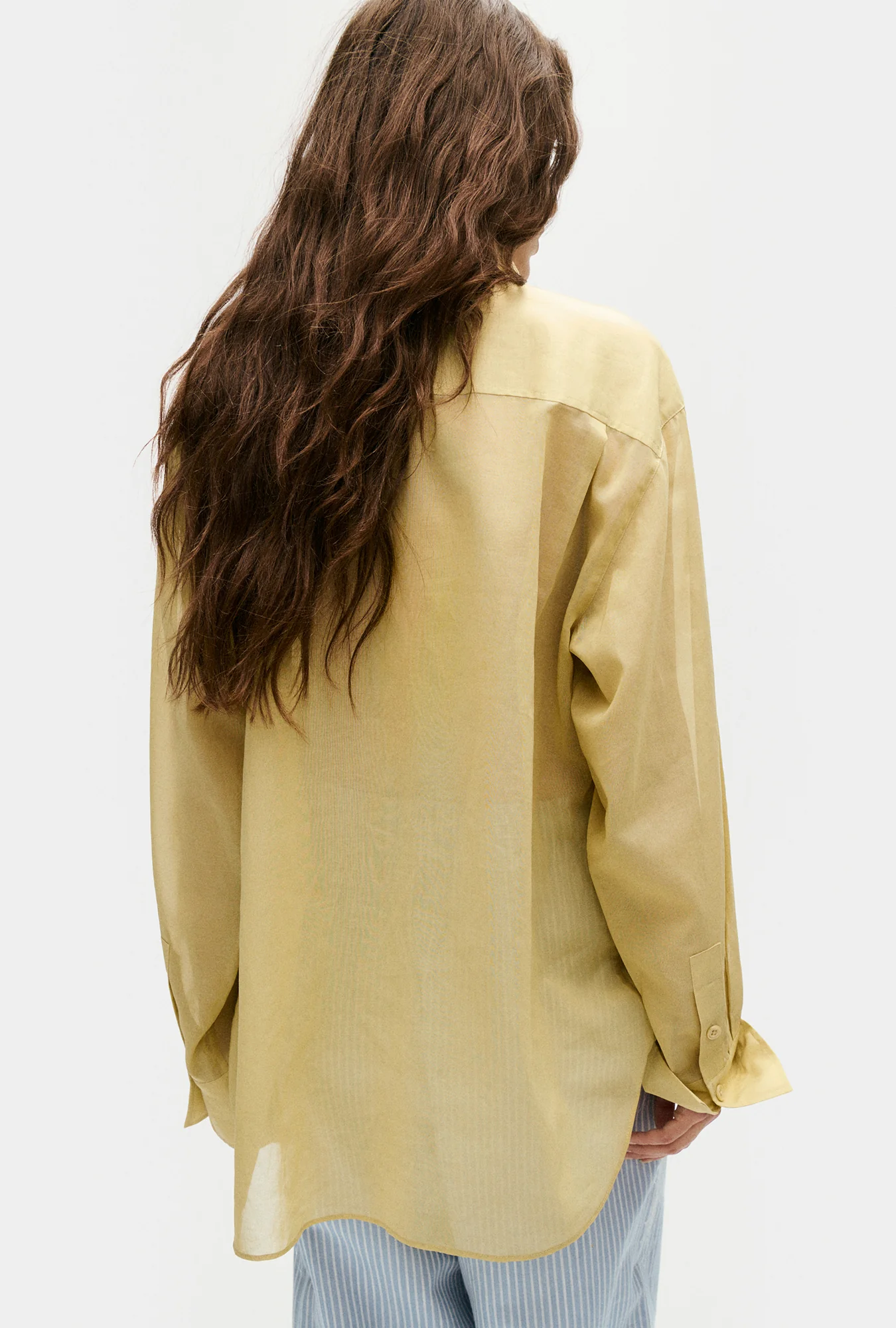 Sheer Cotton Pleated Yoke Shirt Shell - Image 3