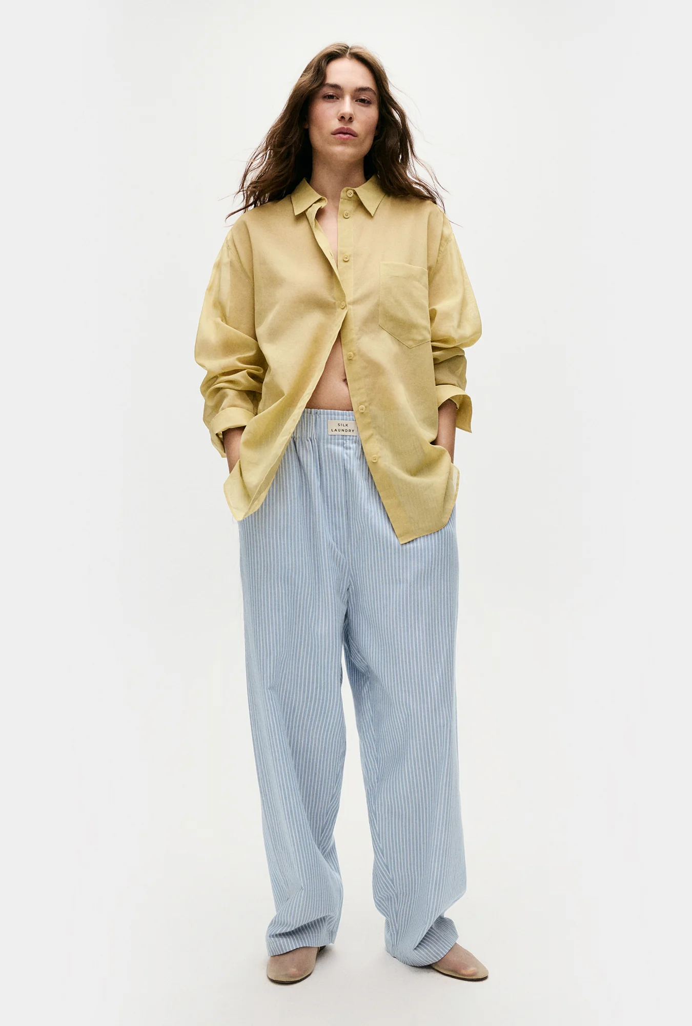 Sheer Cotton Pleated Yoke Shirt Shell - Image 4