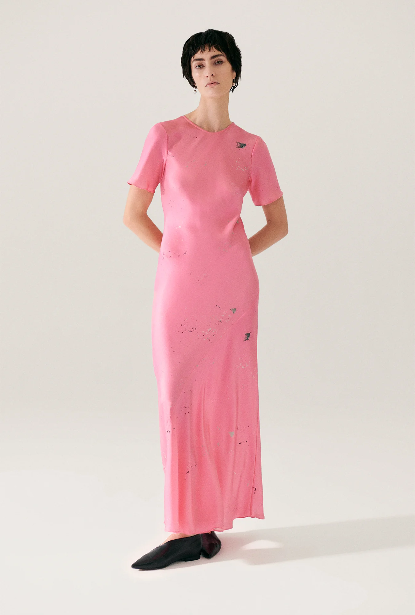 Short Sleeve Bias Dress Hog Wash - Image 4