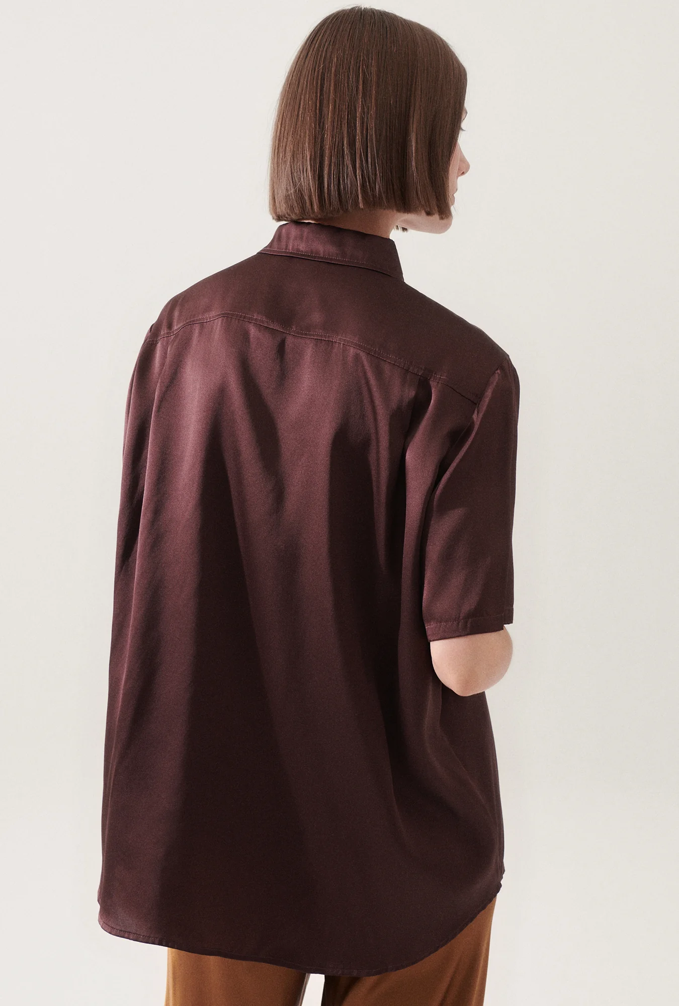 Short Sleeve Boyfriend Shirt Cacao - Image 4