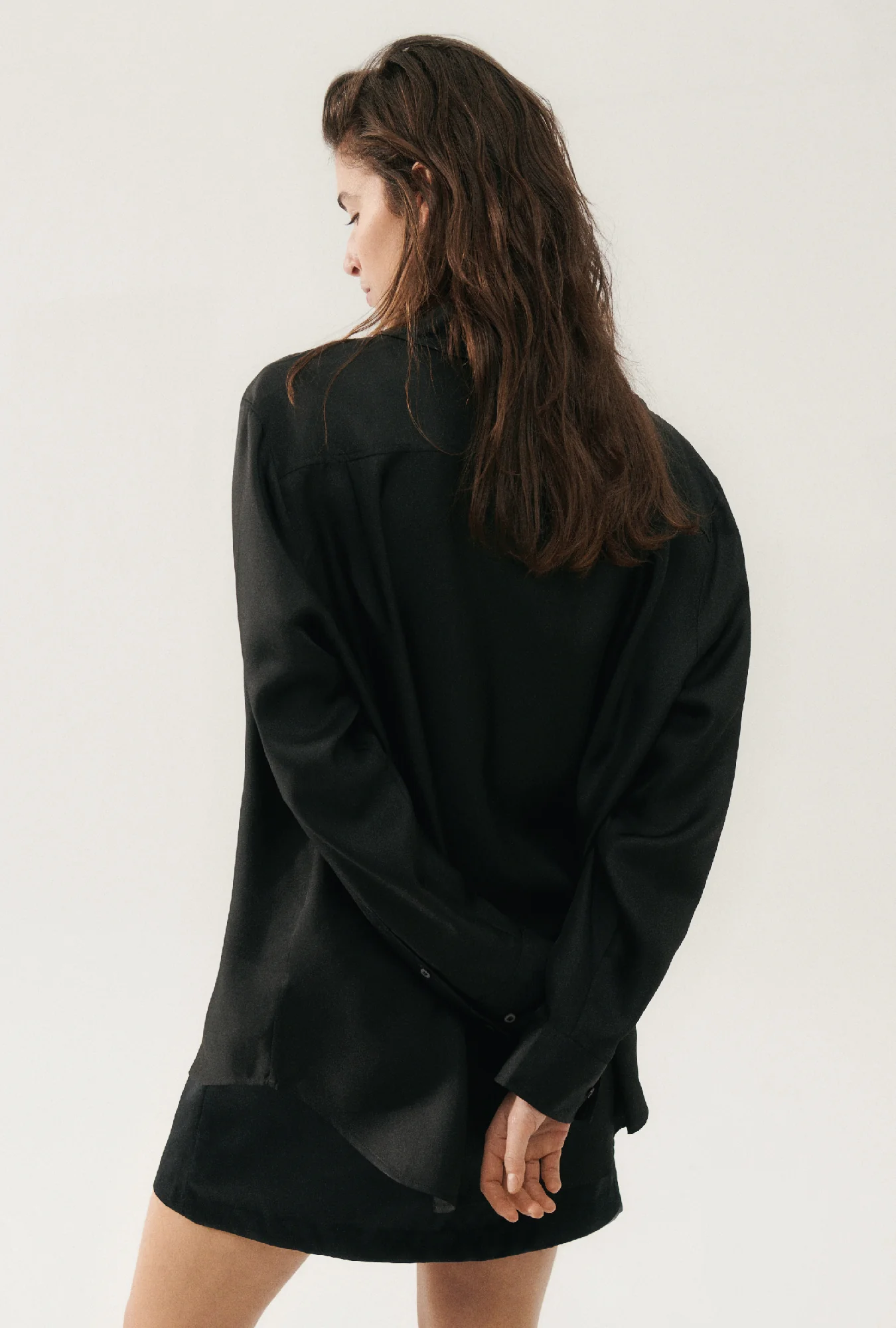 Twill Boyfriend Shirt Black - Image 3