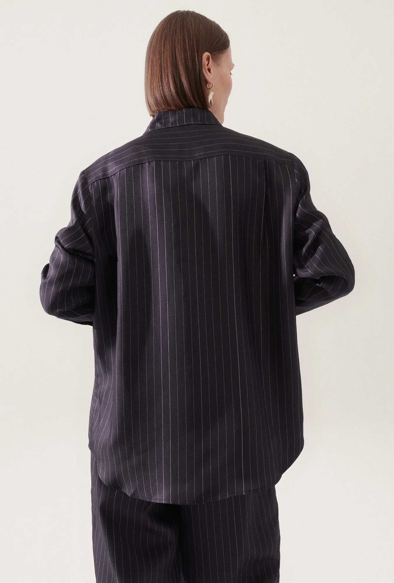 Twill Boyfriend Shirt Pinstripe Black / White - Image 3