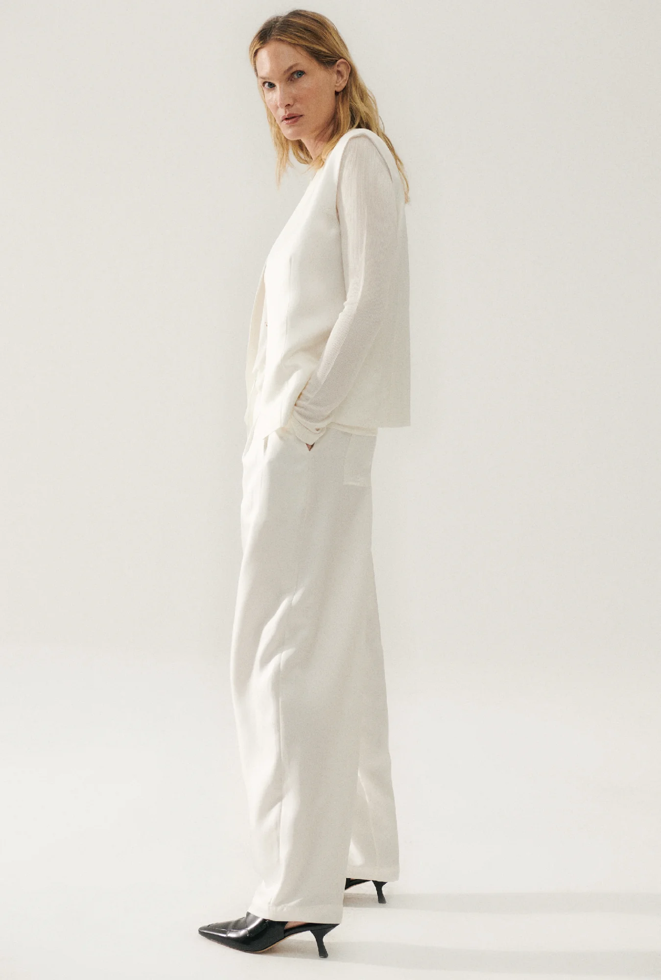 Twill Slouch Pants White - Image 5