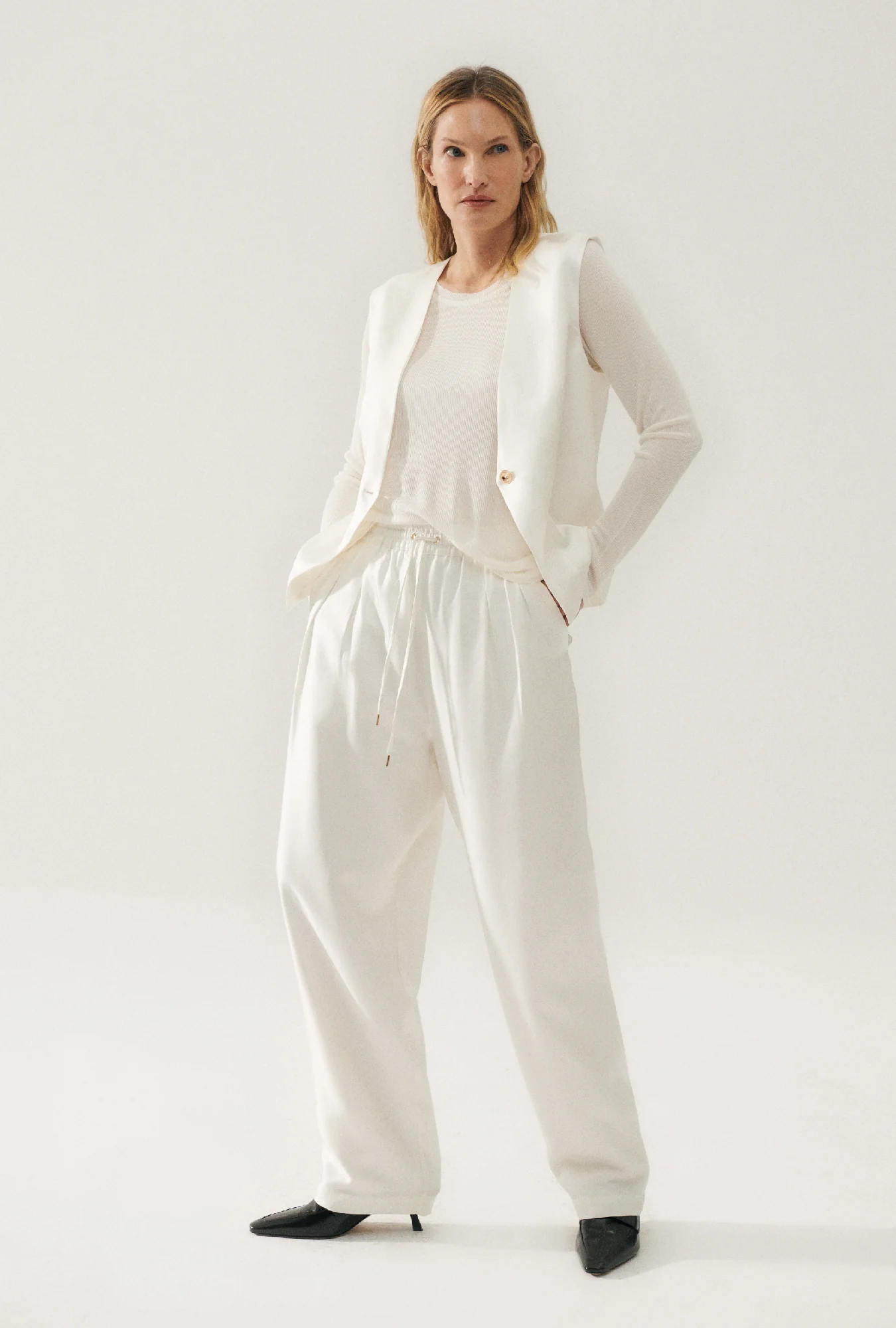 Twill Slouch Pants White - Image 7